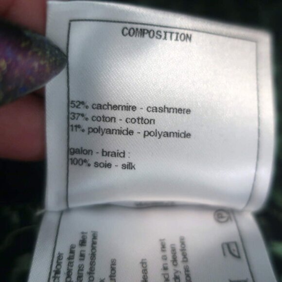 Chanel Cashmere Tweed Cardigan Jacket Sage Green Size 44 - Picture 10 of 11